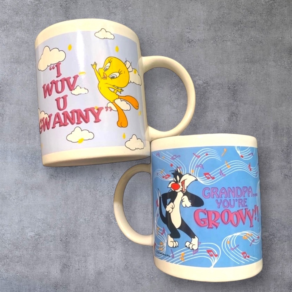 1990s Looney Tunes Tweety and Sylvester Coffee Mugs Gifts